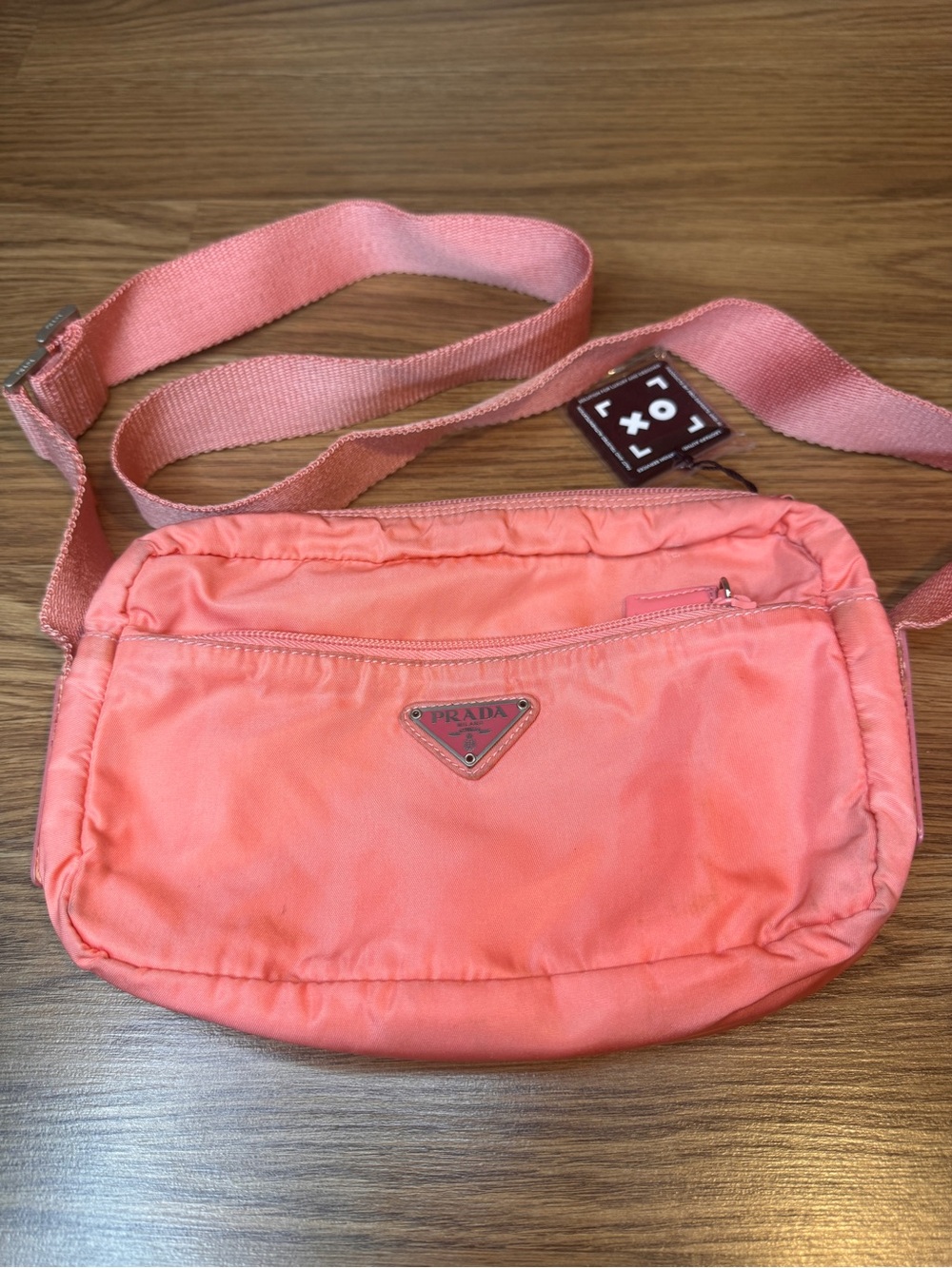 Prada Nylon Crossbody Camera Bag Pink with Silver Hardware Auth with Certificate